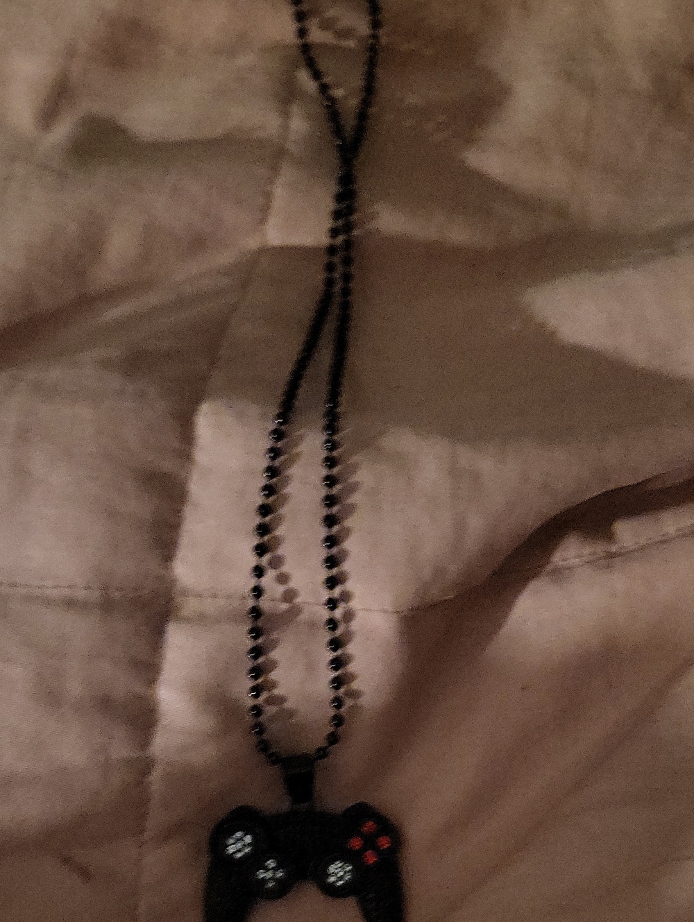 Black Video Game Controller Pendant Necklace